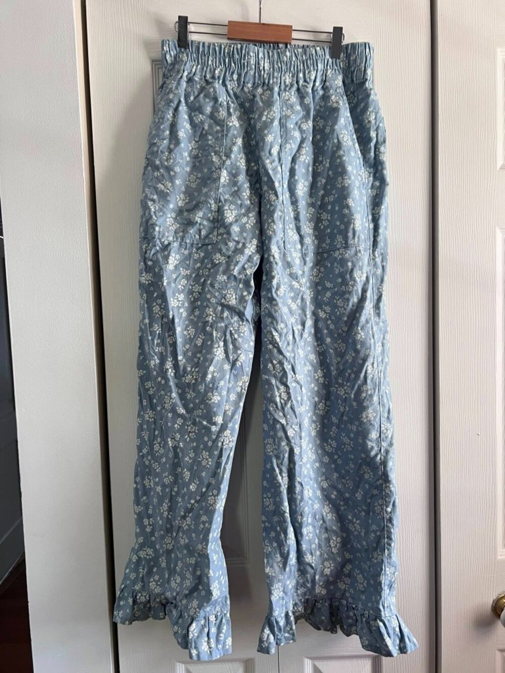 3/$250🪴— notPERFECTlinen Puglia pants in Azure Blooms- size M/L- mods listed